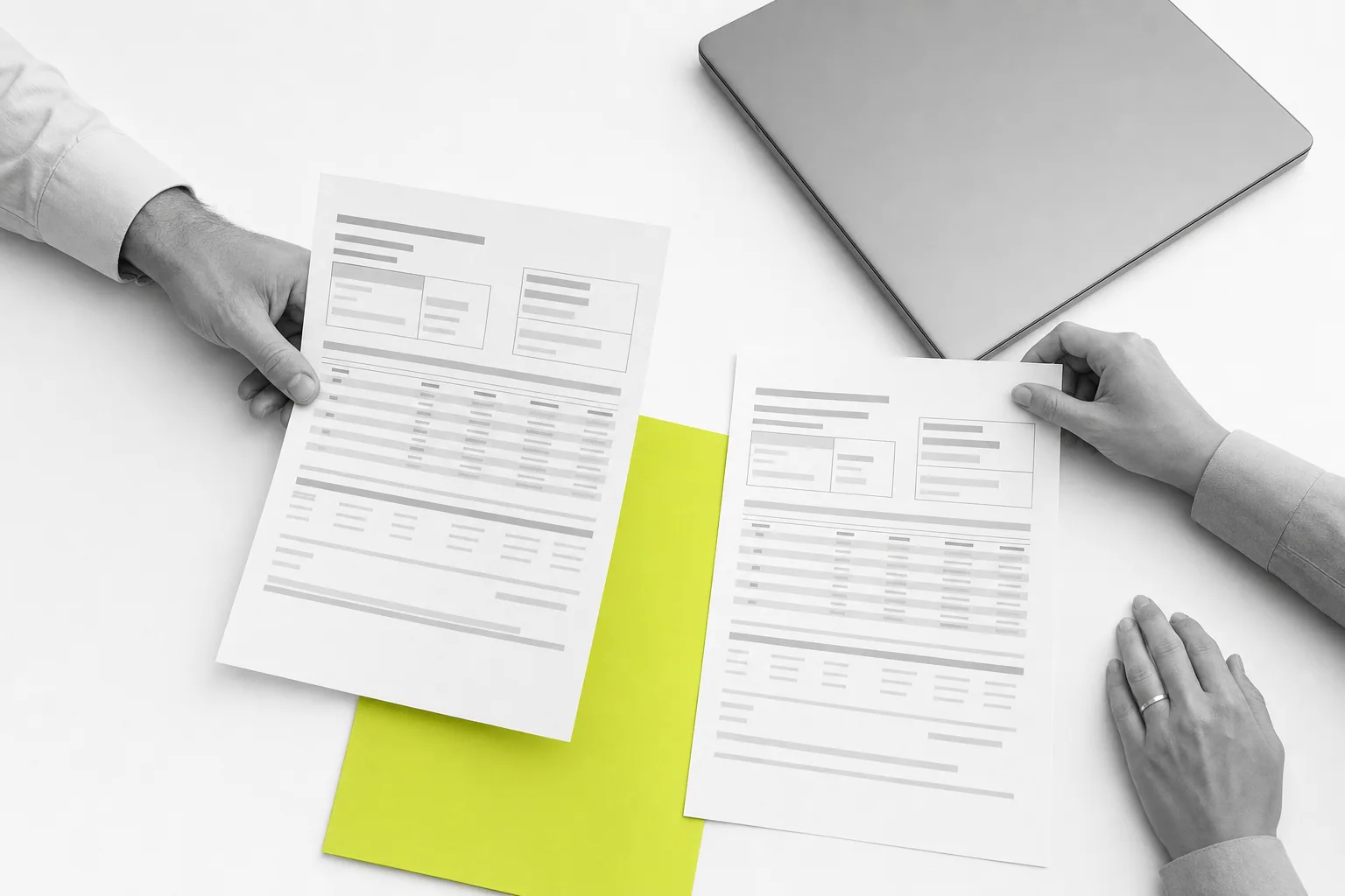Business documents arranged for an order and shipment workflow review
