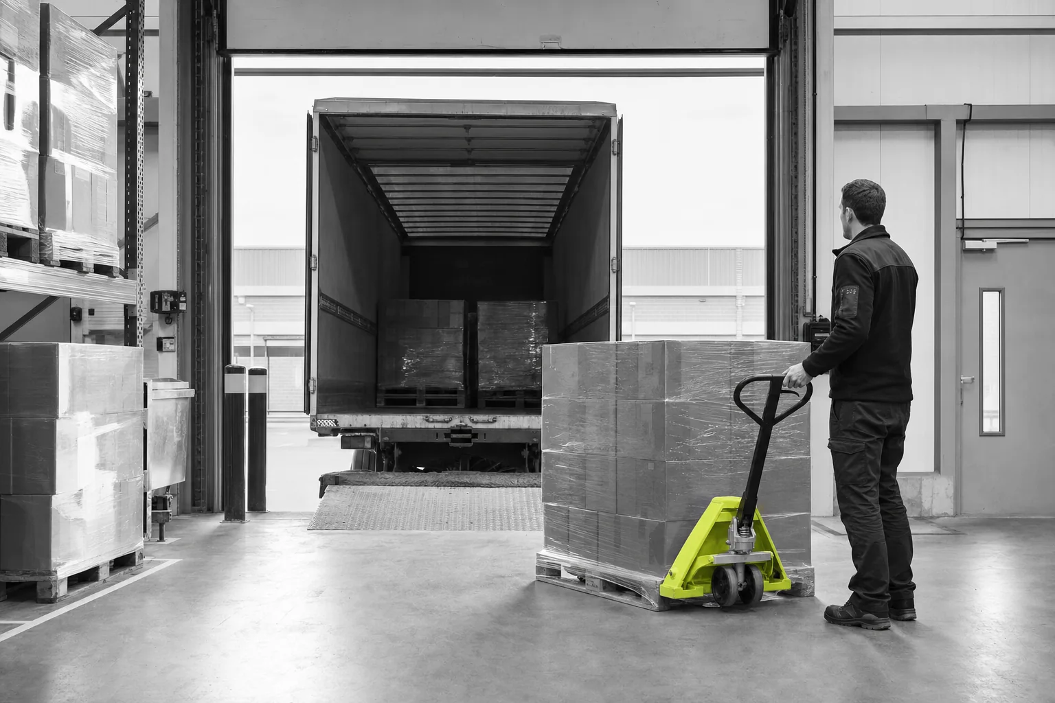 Loading area connecting warehouse operations with transport